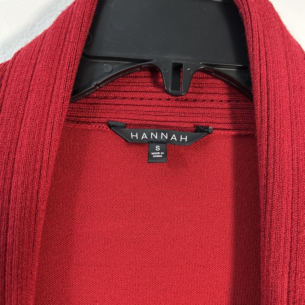 Hannah Women S Red Cardigan Sweater Open Front 6378 - Picture 4 of 7
